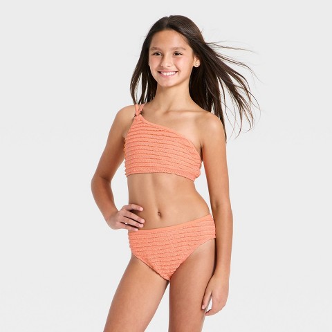 Детские купальники Art Class Girls' Textured One Shoulder Bikini Set - art class™ Blue L