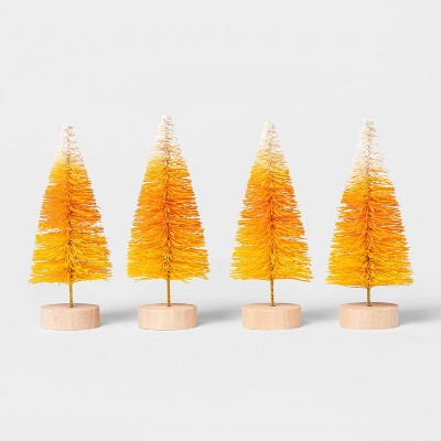 4pk Candy Corn Bottle Brush Tree Halloween Decorative Sculpture - Hyde & EEK! Boutique™