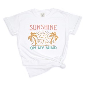 Simply Sage Market Women's Sunshine On My Mind Palm Trees Short Sleeve Garment Dyed Tee - 1 of 2