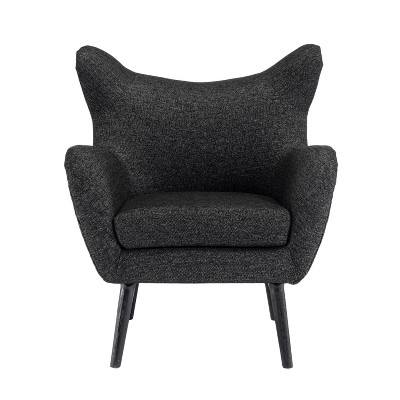 GDFStudio Eastdale Mid-Century Modern Upholstered Wingback Club Chair, Black