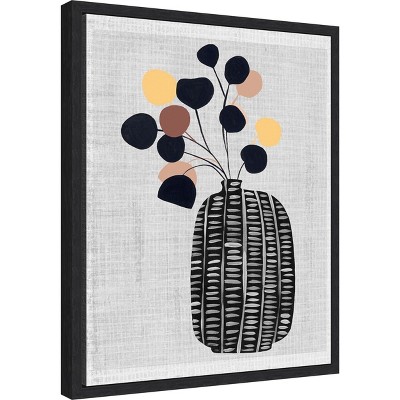 Modern Black and Beige Framed Canvas Wall Art Print, 16 x 20 Inches