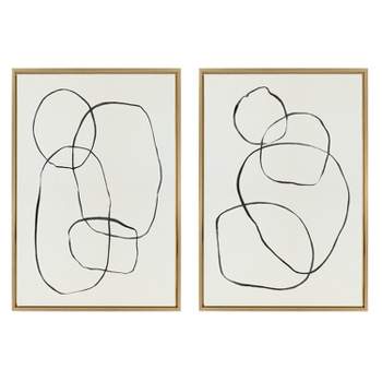(Set of 2) 23" x 33" Sylvie Going in Circles Framed Textured Canvas Set by Teju Reval Gold - Kate & Laurel All Things Decor