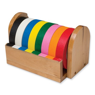 Natural Wood 8-Roll Masking Tape Holder with Acrylic Edge