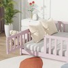 Whisen Twin Bed & Rubber Wood Floor Bed with Fence without Door, Multi - Functional Floor Bed for Kids' Sleep & Play - 3 of 4