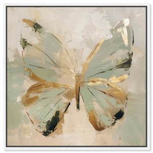 Art Remedy Sage Butterfly Colorful buterfly and flowers wall art Framed - 1 of 4