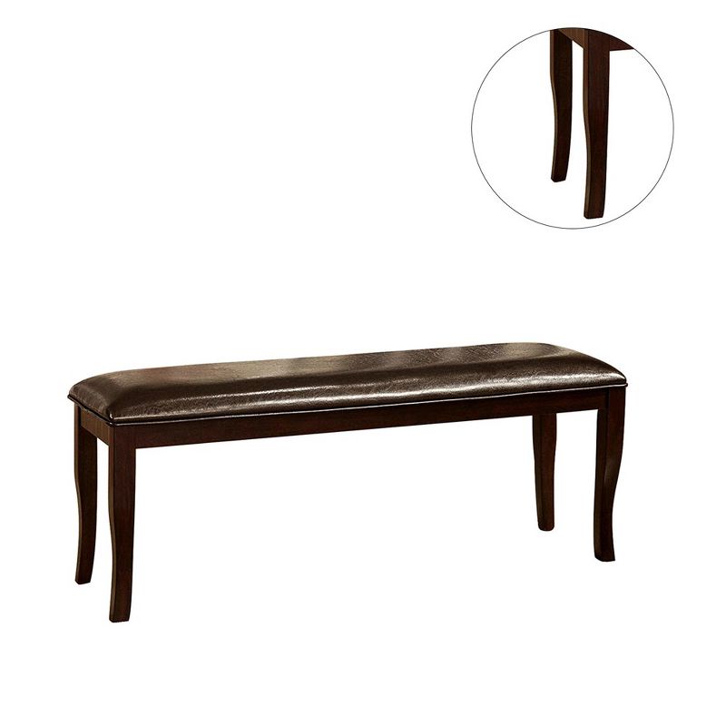 Simple Relax Padded Leatherette Seating Bench in Dark Cherry, 4 of 5