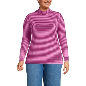 Lands' End Women's Relaxed Cotton Long Sleeve Mock Turtleneck - 1 of 3