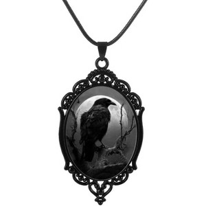 Gothic Raven & Bat Necklace for Women - Vintage Witch Choker with Cross Pendant, Halloween Punk Jewelry - 1 of 4