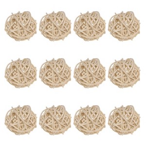 Unique Bargains Wicker Rattan Decorative DIY Crafts Balls for DIY Crafts 1.6 Inch 12 Pcs - 1 of 4