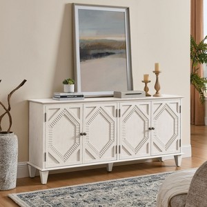 Okak 65.2in Mid Century Sideboard Buffet Cabinet, Accent Cabinet with 4 Doors and 4 Shelves, Storage Cabinet for Living Room, Entryway, Office， White - 1 of 4