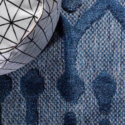 Navy Diamond Pattern Indoor/Outdoor Runner Rug