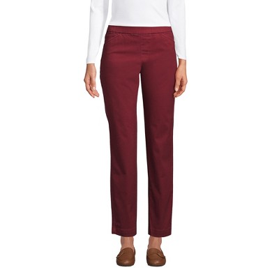 Lands' End Women's Petite Mid Rise Pull On Chino Ankle Pants - 12 - Rich  Burgundy : Target