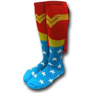 Womens Wonder Woman Knee-High Socks w/Capes - 1 of 3