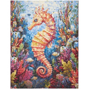 Nourison Color Splash Seahorse Indoor/Outdoor Flatweave Rug - 1 of 4