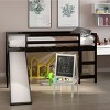 Tangkula Twin Size Loft Bed with Slide Wood Low Sturdy Loft Bed for Kids Bedroom Espresso - 2 of 4