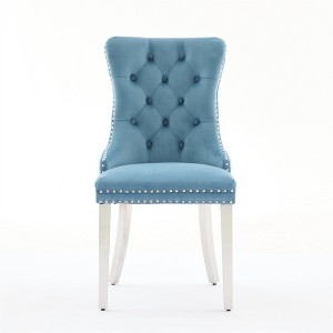 Dronkon Dining Chairs Set of 2, Upholstery with Chrome Steel Legs & Nailhead Trim, Modern Comfort Seating - 1 of 4