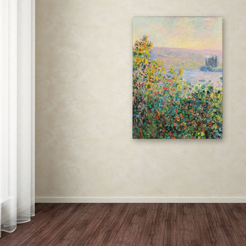 Trademark Fine Art -Monet 'Flower Beds At Vetheuil' Canvas Art, 3 of 4