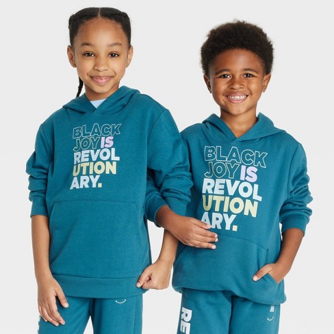 Black History Month Kids' Black Men Smile 'black Joy' Hoodie - Blue : Target