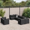 vidaXL - 9 Piece Black Patio Sofa Set with Cushions - Modular All-Weather Poly Rattan Outdoor Furniture for Garden/Terrace/Backyard with Steel Frame - 2 of 4