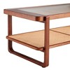 NicBex 45.28 Inch Rectangle Coffee Table Modern Tea Table with Glass Tabletop and Rattan Shelf for Living Room, Bedroom - 3 of 4