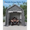 10x10FT Carport with 2 Roll-Up Doors & Vents, 240G Heavy-Duty Waterproof PE Tarp, UV-Resistant Storage Sheds for Motorcycle, Firewood & Tools - 3 of 4
