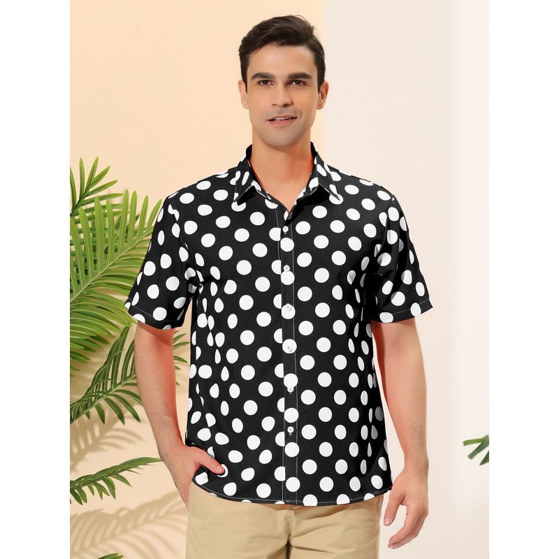 Lars Amadeus Men's Summer Polka Dots Button Down Short Sleeves Hawaiian Shirts, 2 of 7