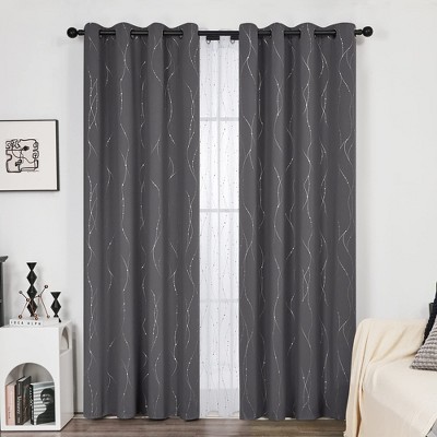 Deconovo Wave Line with Dots Blackout Curtains 42" W (2 Panels)