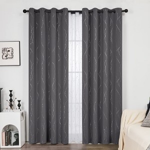 Deconovo Wave Line with Dots Blackout Curtains 42" W (2 Panels) - 1 of 4
