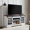59" TV Stand for TVs up to 65", Sliding Glass Door Media Console with Adjustable Shelves, Large Storage Cabinet and TV Desk Rack for Living Room - 3 of 4