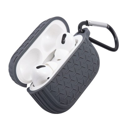 Insten Case Compatible with AirPods Pro - Honeycomb Textured Pattern Silicone Skin Cover with Keychain, Gray