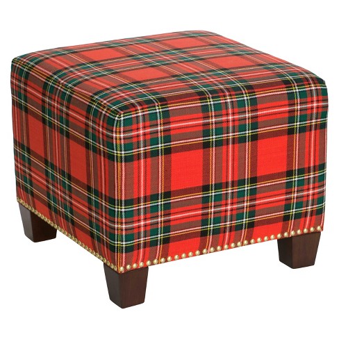 Square Nail Button Ottoman Ancient Stewart Red White Green Skyline Furniture Target