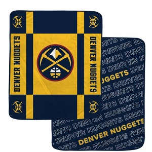 NBA Denver Nuggets 60"x70" Reverse Block Wordmark Double Sided Flannel Fleece Blanket - 1 of 3