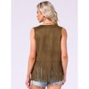 INSPIRE CHIC Women's 70s Western Open Front Faux Suede Fringe Vest - 4 of 4