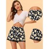 Allegra K Women's Summer Floral Printed Lace Trim Elastic Waist Beach Shorts - 2 of 4