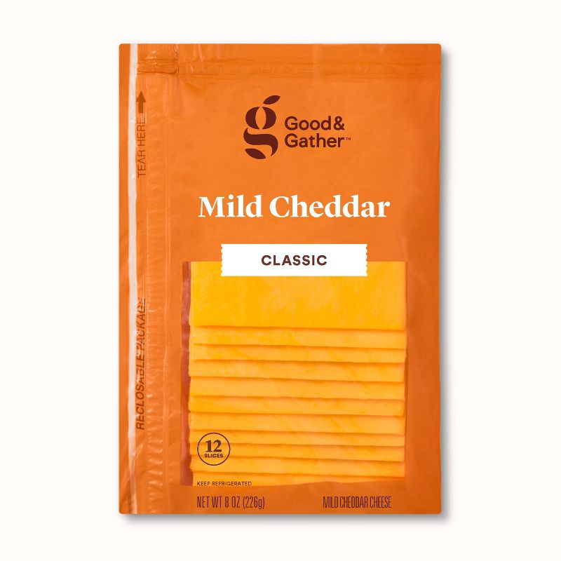 Mild Cheddar Deli Sliced Cheese - 8oz/12 slices - Good &#38; Gather&#8482;, 1 of 5