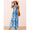 Seta T Women's Summer V Neck Boho Sleeveless Adjustable Spaghetti Strap Floral Maxi Sundress - 3 of 4