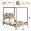 Upholstered Canopy Bed Frame Full Size with headboard, Button Tufted, Nailhead Trim Design - 2 of 4