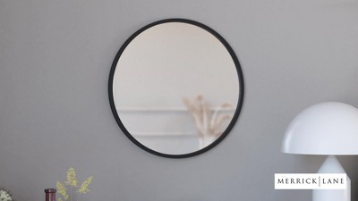 30" Black Round Metal Frame Accent Wall Mirror