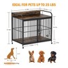 Dog Crate Furniture Rustic Brown , Indoor Kennel with Adjustable Feeder and 360-Degree Wheels, Wooden Decorative Pet House and Side Table - 4 of 4