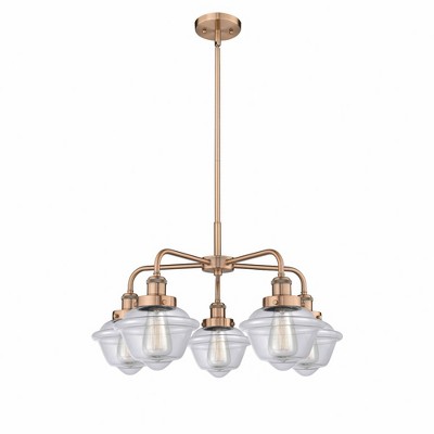 Oxford - 5 Light Stem Hung Chandelier In Art Deco Style-13.5 Inches Tall and 24.5 Inches Wide
