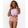 Lime Ricki Women's Groovy Blooms/Sherbert Stripe Reversible Ultra High-Waist Bottom - 3 of 4
