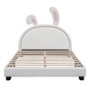 Full Size Upholstered Leather Platform Bed with Rabbit Ornament - 4 of 4