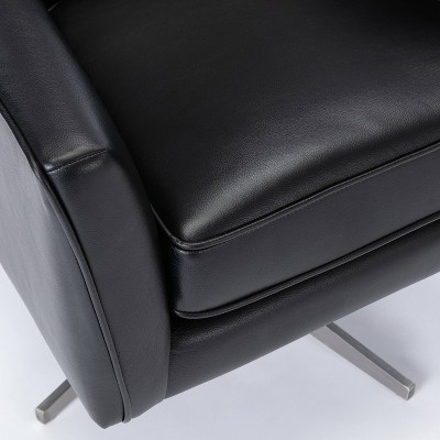 Phoenix Black Leather Gel Modern Swivel Barrel Accent Chair