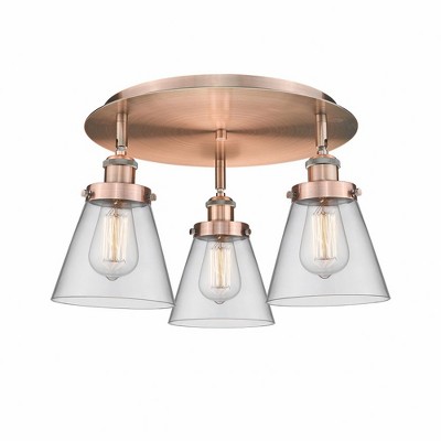 Cone - 3 Light Flush Mount In Art Deco Style-9.25 Inches Tall and 18 Inches Wide