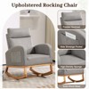 GustoWave Nursery Rocking Chair with Solid Wood Legs, Glider Chair with Side Pockets, Rocker Armchair for Living Room, Linen Fabric - 3 of 4