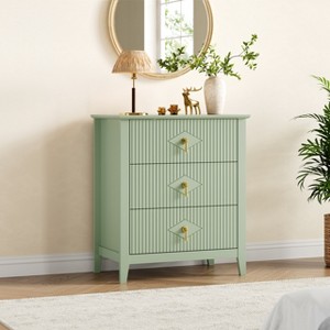 Night Stand with 3 Drawers White Dresser for Bedroom 27" Modern Bedside Table, Wood Chest of Wide Drawer Storage End Table Living Room,Hallway,Office - 1 of 4