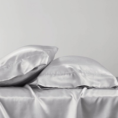 Light Gray Satin Standard Pillowcase Set