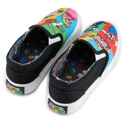 Мужские кроссовки Nintendo Boys Nintendo Mario Athletic Sneakers - Super Mario Slip On Shoes - Mario, Luigi, Kirby and Donkey Kong Slip On Canvas Sneakers (Black, 2) — фото 6