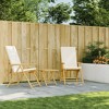 vidaXL Folding Patio Reclining Chairs 2 pcs with Cushions Bamboo - 3 of 4