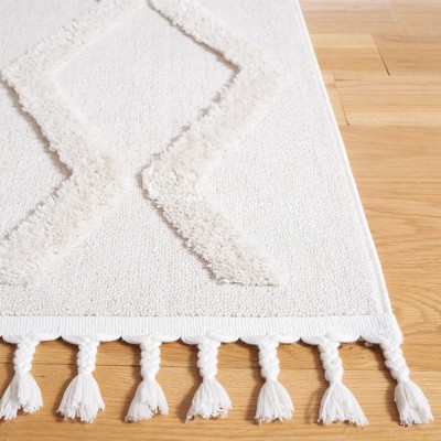 Ivory Diamond Pattern Hand-knotted Wool Area Rug